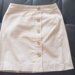 Ann Taylor Beige Textured Skirt with Button Detail